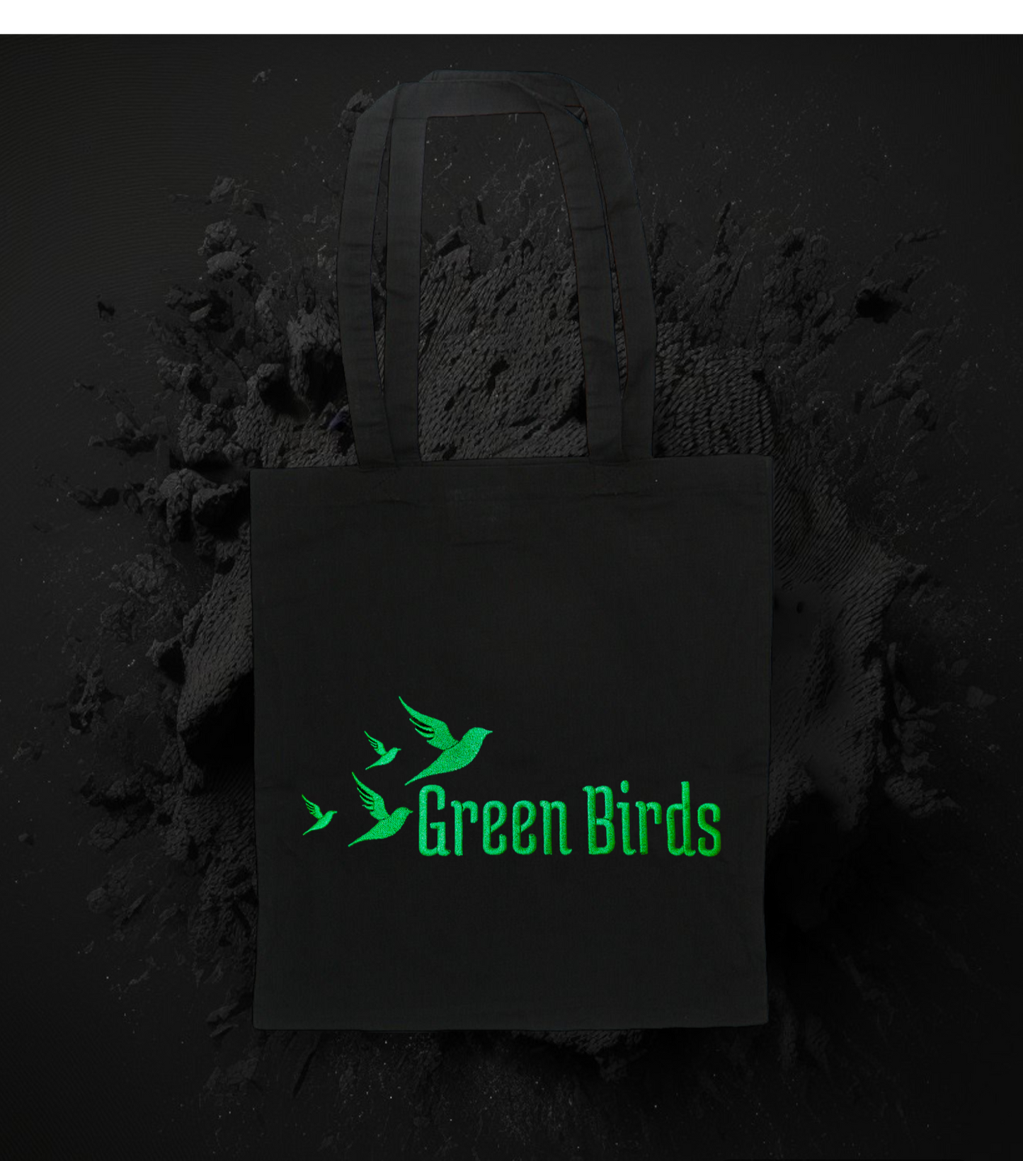 Jutetasche Green Birds Collection BESTICKT